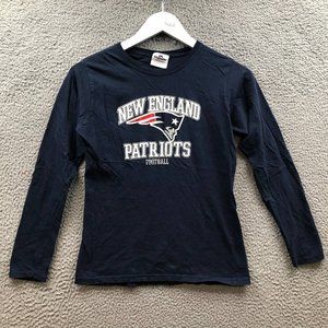New England Patriots T-Shirt Women Small S Long Sleeve NFL Football Graphic Navy